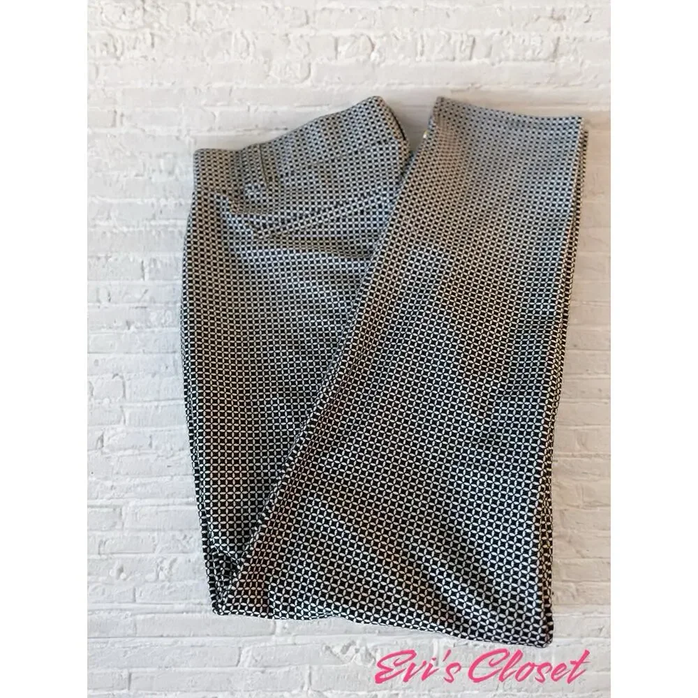 MICHAEL KORS Women's Pants Trousers Black White Geometric Print Square Size L